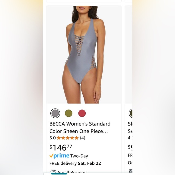 Becca By Rebecca Virtue Women's Standard Color Sheen One Piece Swimsuit, Agave M - Picture 9 of 9